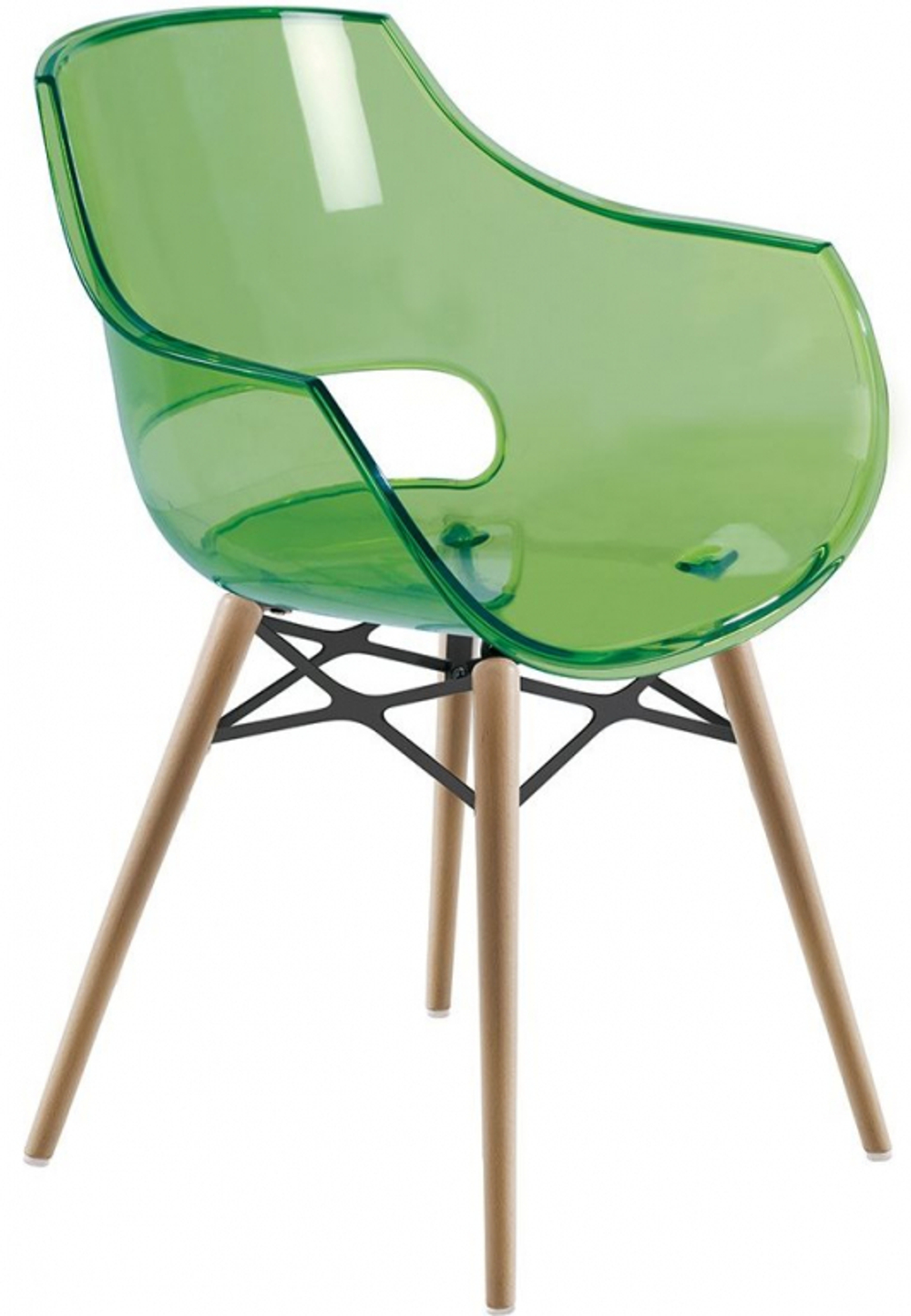 Кресло прозрачное Papatya Opal Wox Beech, натуральный, зеленый