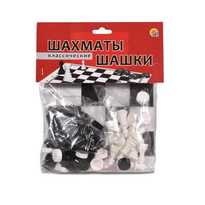 Шахматы и шашки, поле 28,5х28,5см, в пакете (Арт. ИН-0159)