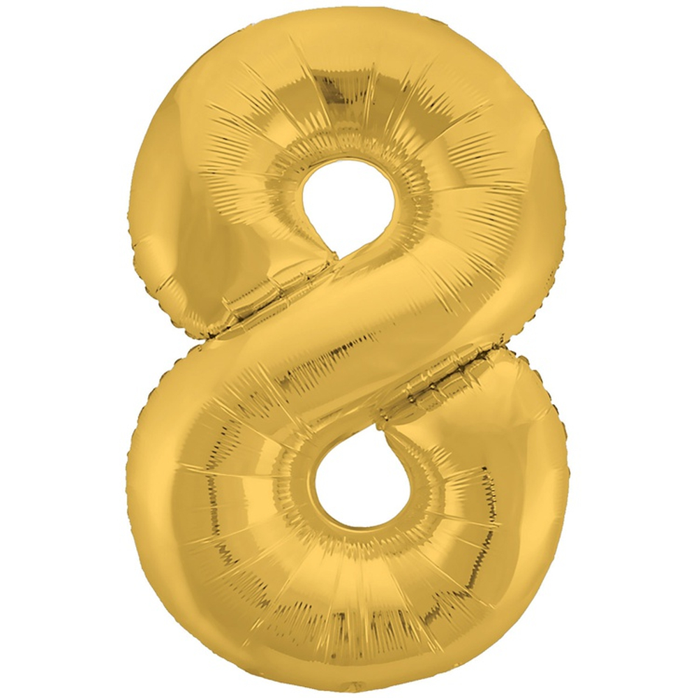 Шар фольгированный Цифра 8 101 см (Золотой)