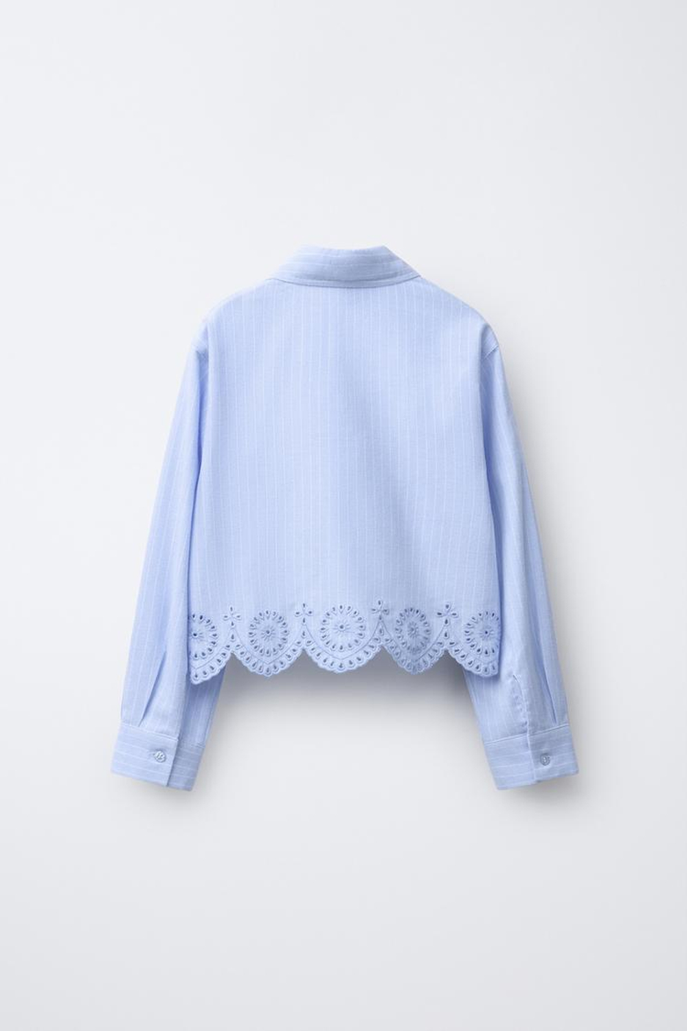 ZARA РУБАШКА SCHIFFLY С НИЖНИМ КРАЕМ, СИНИЙ