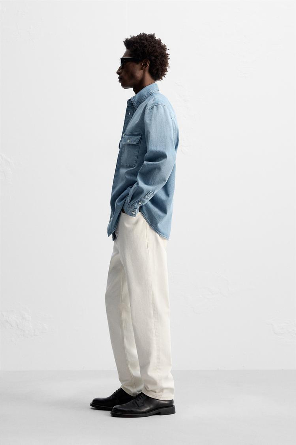 ZARА ДЖИНСОВАЯ РУБАШКА С КАРМАНАМИ, СИНИЙ