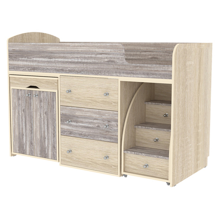 Кровать-чердак КарИВи Малыш Дуб Сонома Бетон