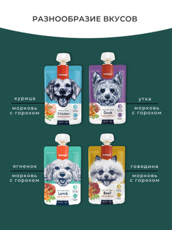 Wanpy Dog Лакомство для собак Мясной мусс из ягненка и моркови с горохом 90 г