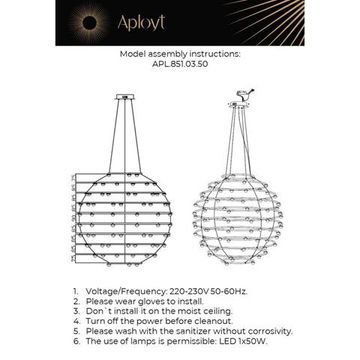 Люстра подвесная 50W 3000K APL.851.03.50 бронза/белый Banzhamin Aployt