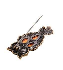 AM-2648 Брошь «Филин Ночь» (латунь, янтарь)