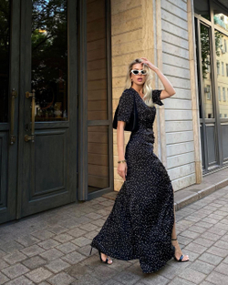 Платье с обтяжными пуговицами, чёрный