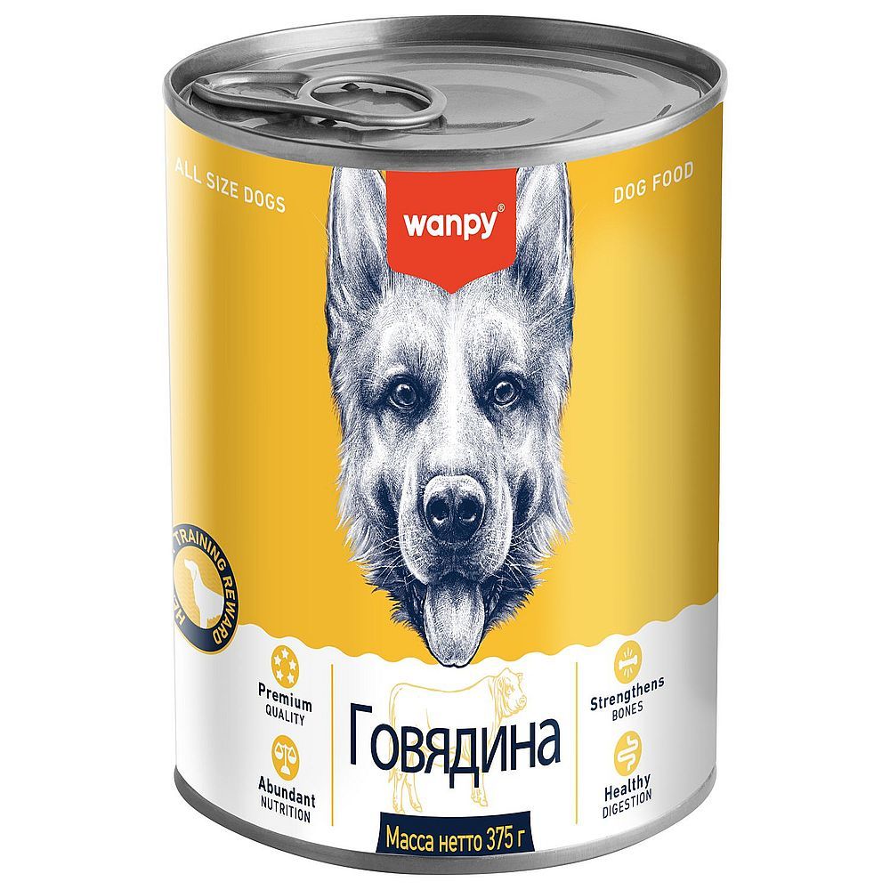 Влажный корм Wanpy Dog для собак из говядины, Банка 375 г