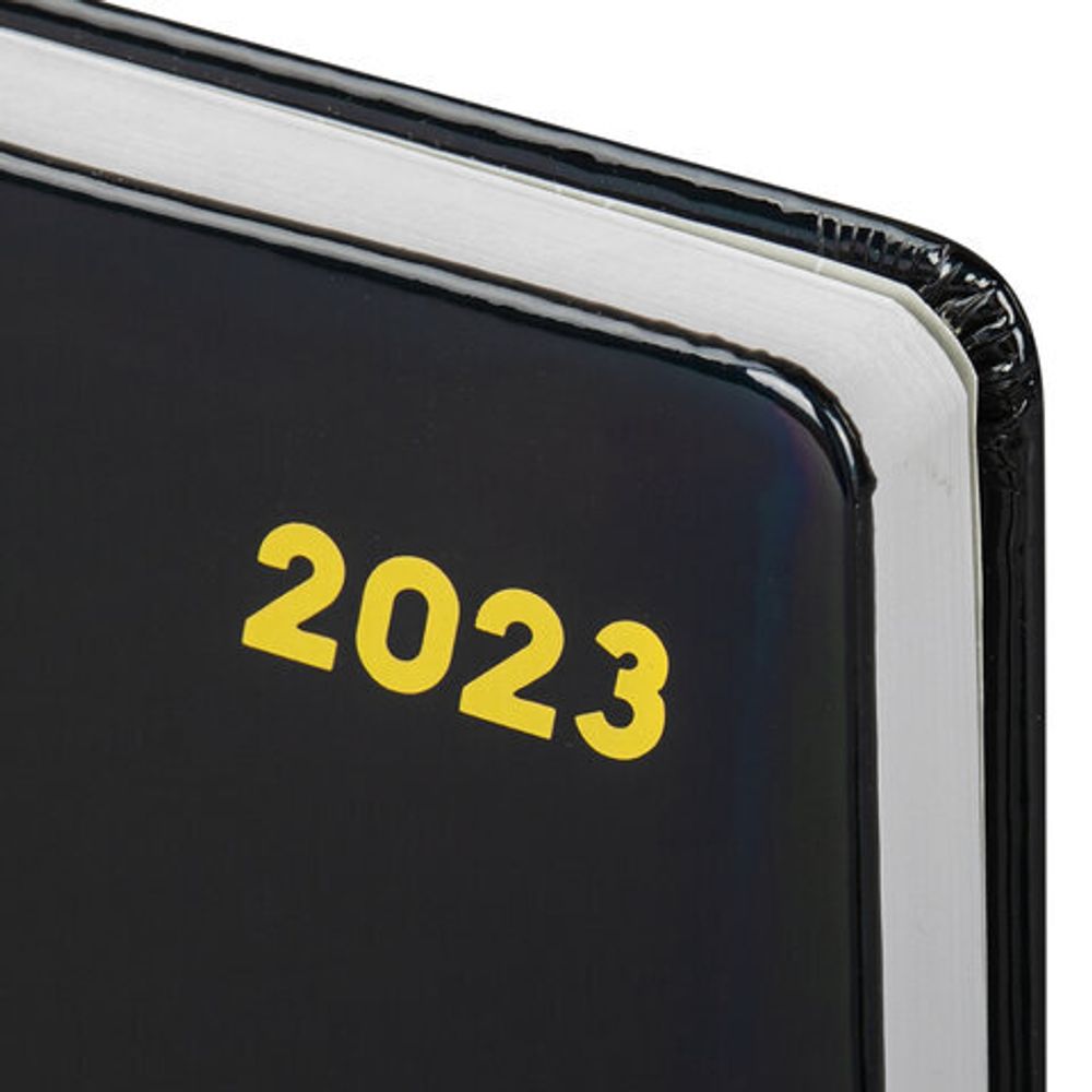 Ежедневник датированный 2023 А5 138x213 мм BRAUBERG "Holiday", под кожу, "зеркальный", черный, 114028