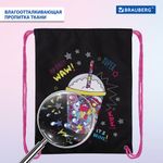 Мешок для обуви BRAUBERG PREMIUM, карман, подкладка, светоотражайка, 43х33 см, "Pop style", 271619