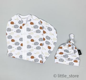 Пеленальный кокон и шапочка Ежики