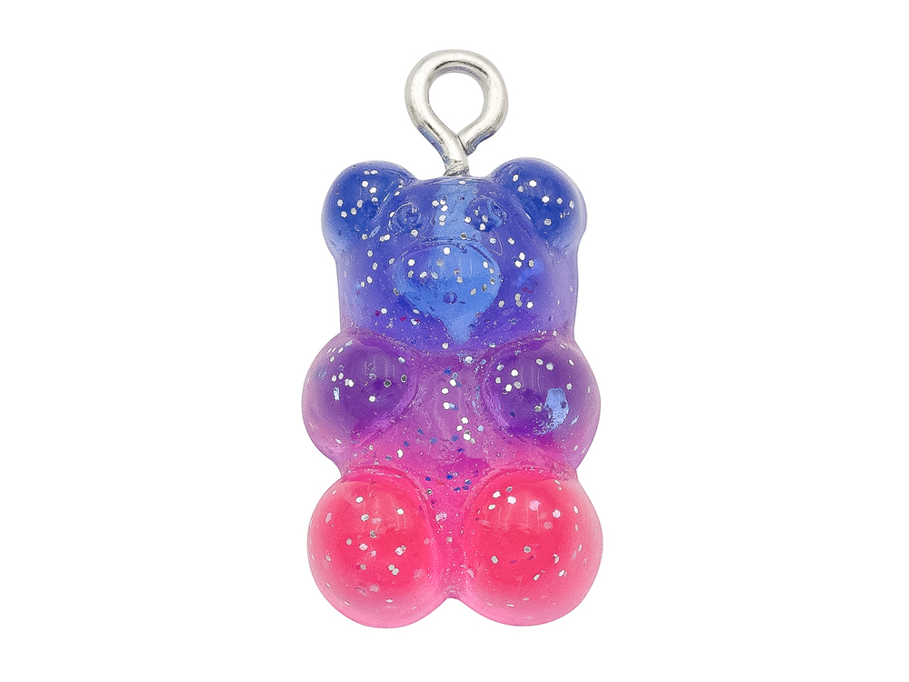 99561 Подвеска "Мармеладный мишка" фиолетово-малиновый, 21мм