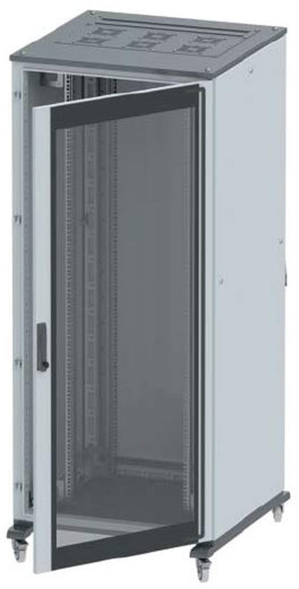 Напольный 19" IT-корпус ДКС серии CQE 47U 600х2200х600, двери стекло+сплошная, панели для крыши, кабельный ввод, RAL7011/7035