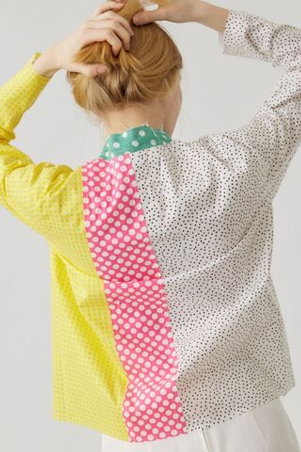 Составная рубашка в горох из винтажных ситцев