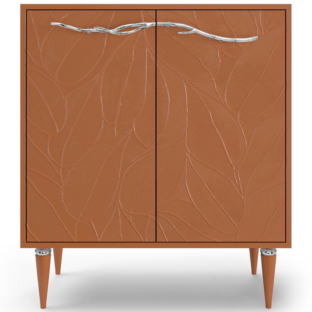 Комод Арт Колор leaves Классик Сильвер с 2 полками Томленый оранжевый