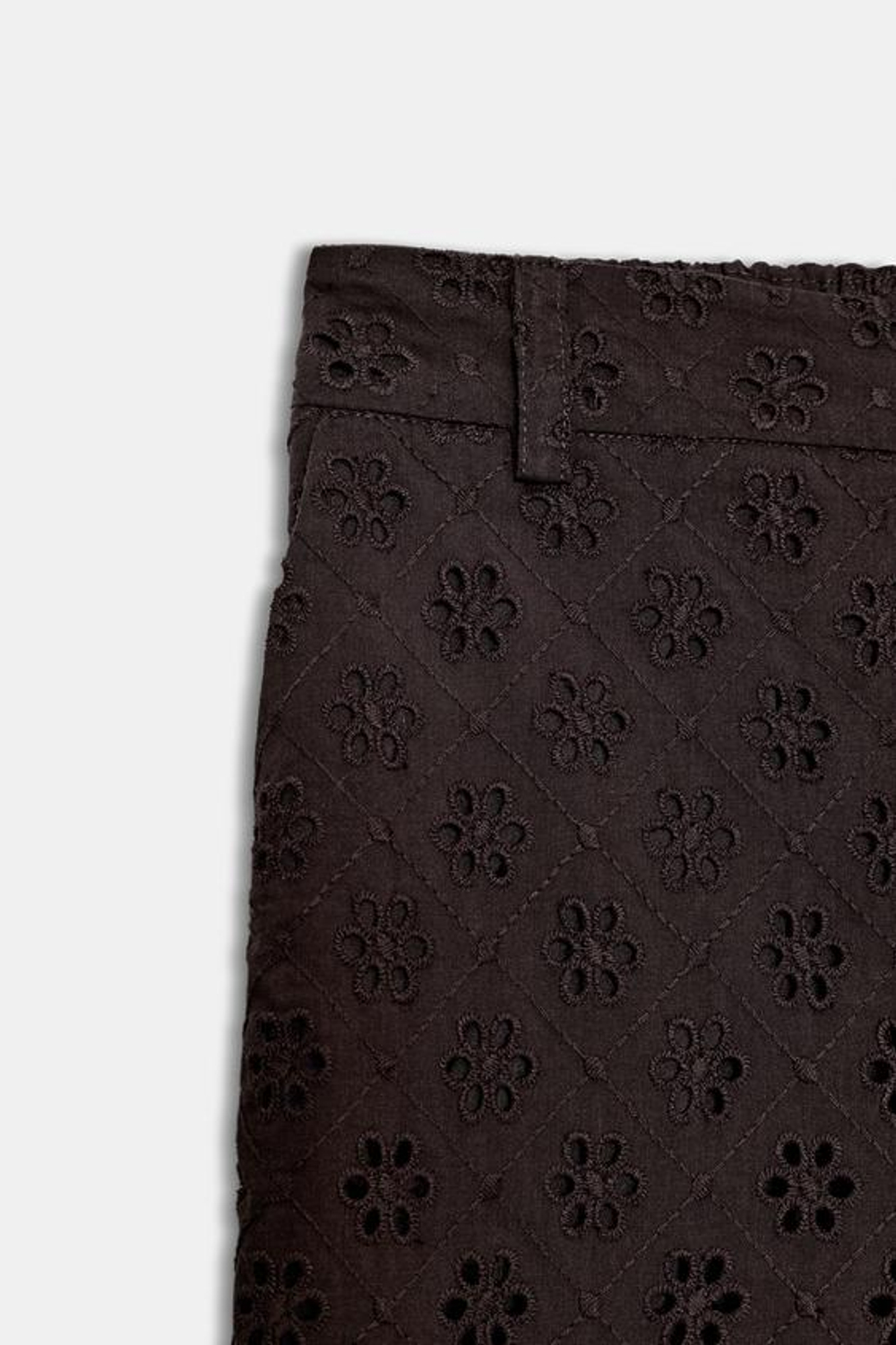 ZARA БРЮКИ-КЮЛОТЫ С АЖУРНОЙ ВЫШИВКОЙ, КОРИЧНЕВЫЙ
