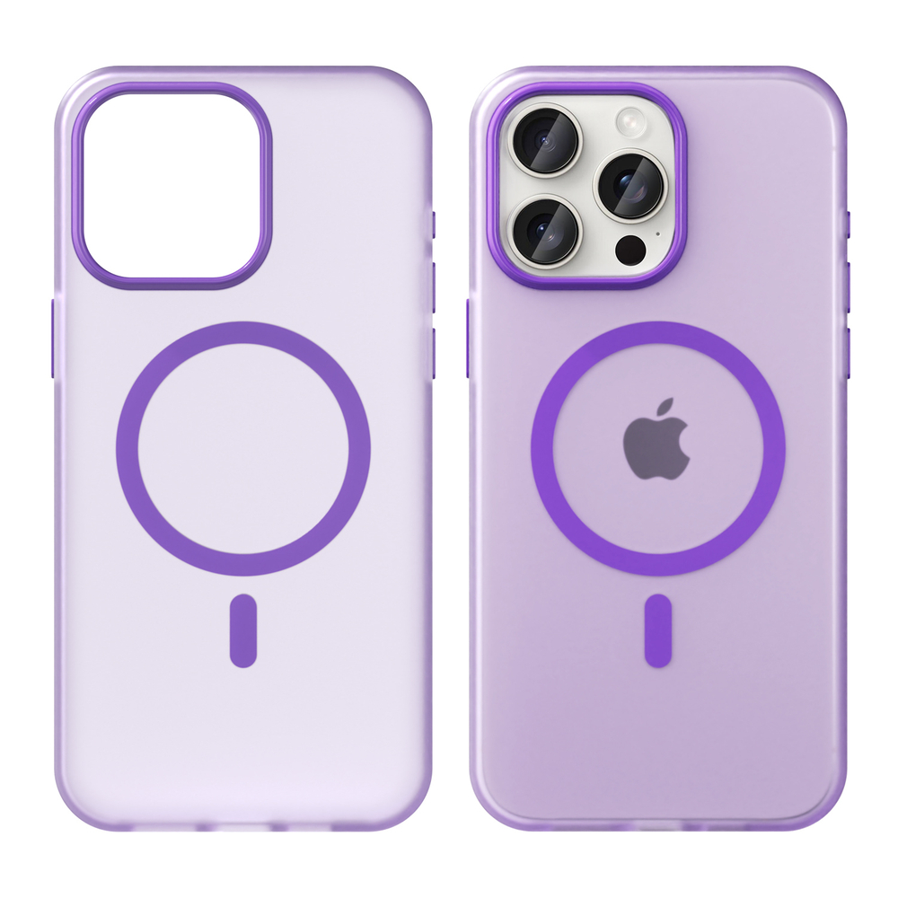 Мягкий чехол фиолетового цвета с поддержкой зарядки MagSafe для iPhone 15 Pro Max, серия Frosted Magnetic