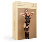 Черный боди-комбинезон с имитацией чулок и вырезами (IMPULSE) (S/XXL)