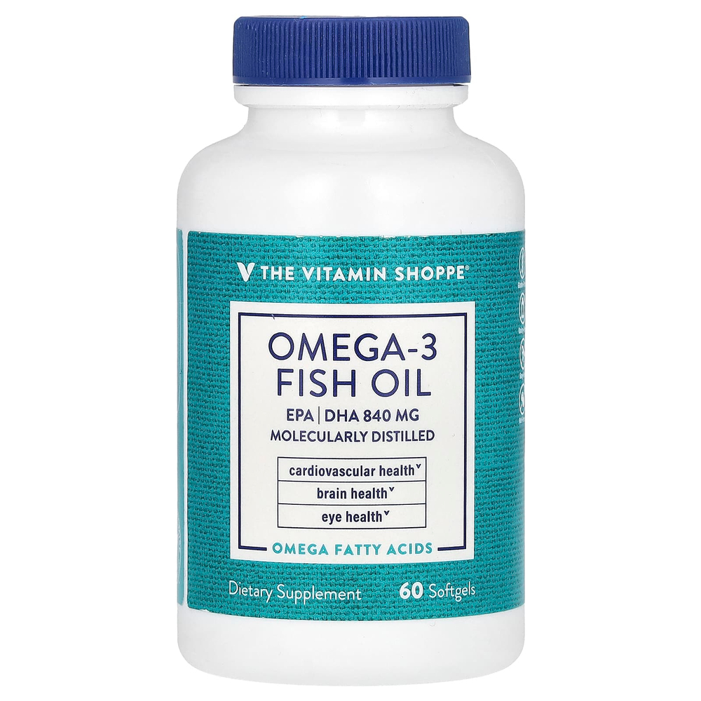 The Vitamin Shoppe, рыбий жир с омега-3, 60 мягких таблеток