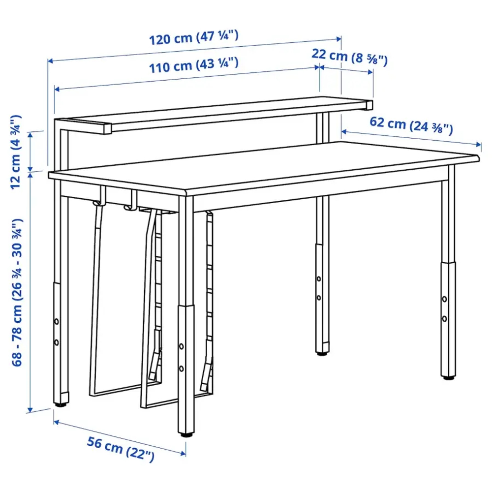 Игровой стол с полкой - IKEA UTVISNING/УТВИСНИНГ ИКЕА, 120x60 см, светло-бежевый/белый