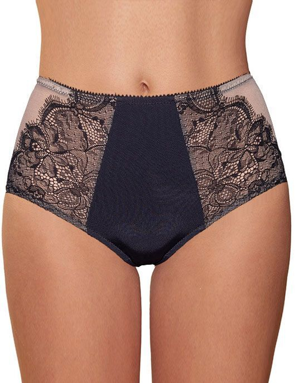 Классические трусики-слипы Divine (Размер: 44) (Цвет: черный с бежевым)