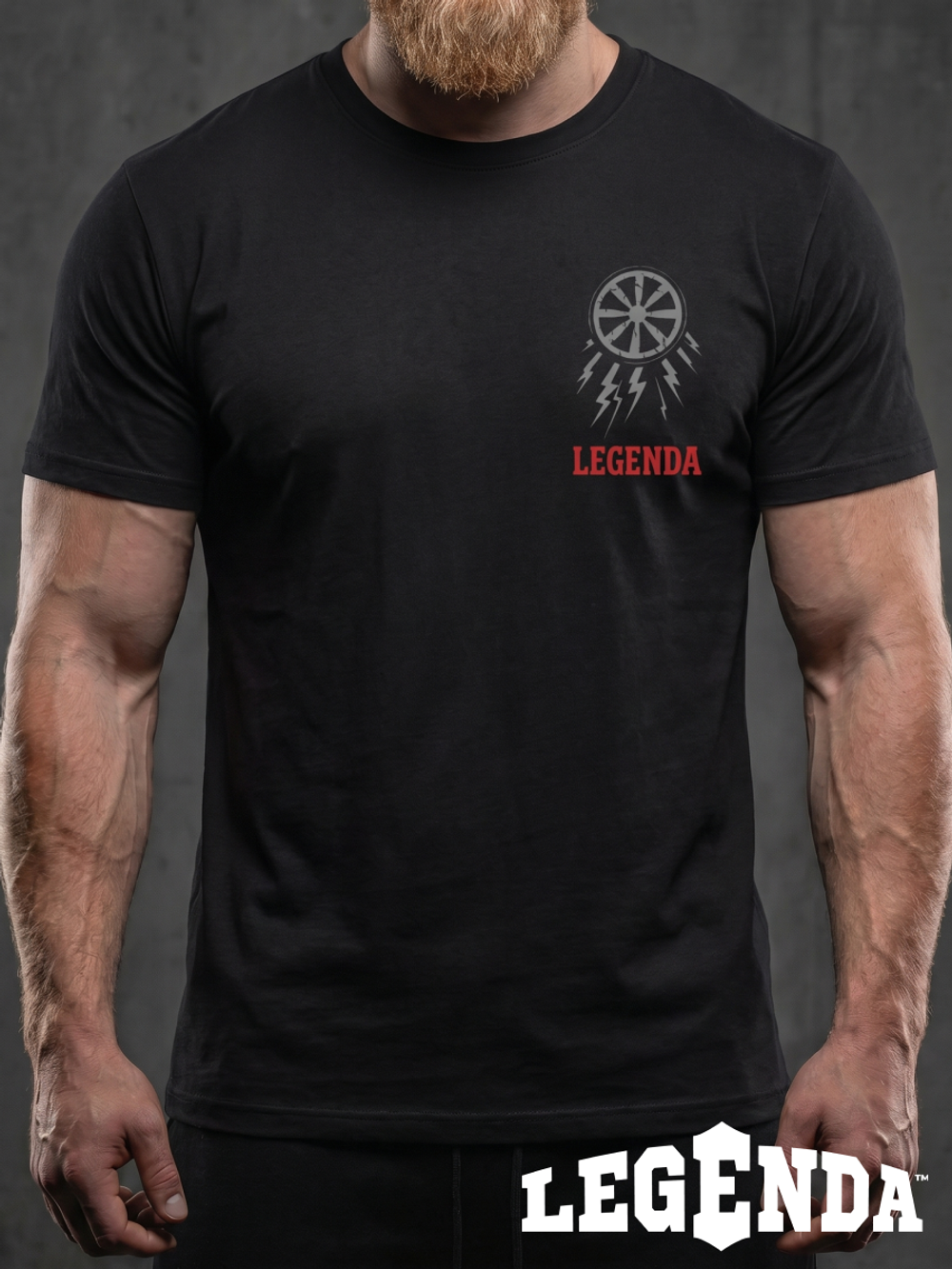 Футболка спортивная хлопковая мужская черная LEGENDA Коловрат