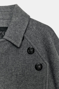 ZARA НАКИДКА ИЗ ШЕРСТИ ZW COLLECTION LIMITED EDITION, ТЕМНО-СЕРЫЙ