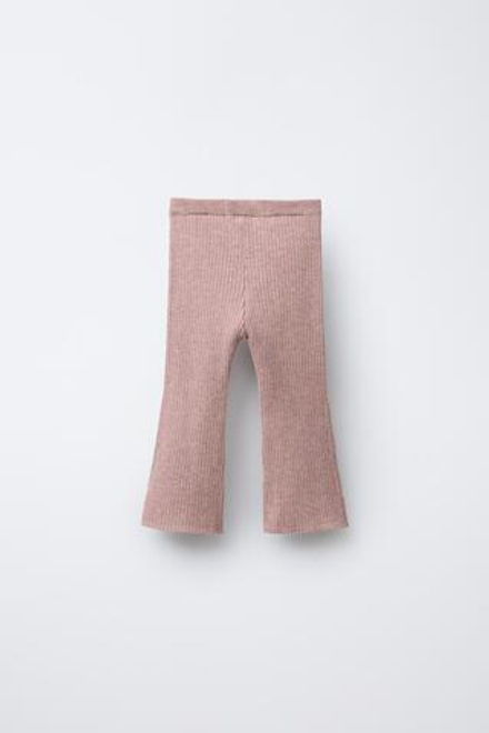 ZARA ТРИКОТАЖНЫЕ ЛЕГГИНСЫ FLARE, РОЗОВЫЙ МЕЛАНЖ