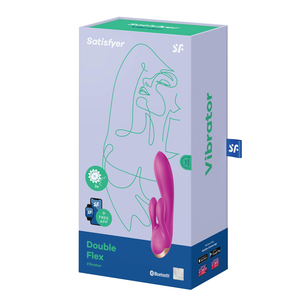 Вибратор-кролик Satisfyer Double Flex с двумя клиторальными отростками, фиолетовый