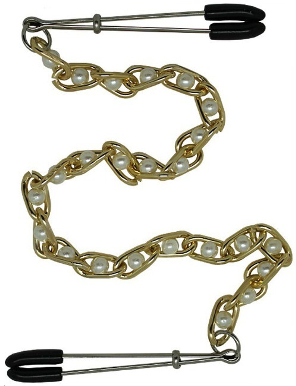 Зажимы для груди с нежными светлыми жемчужинками (Цвет: золотистый, светлые бусины)