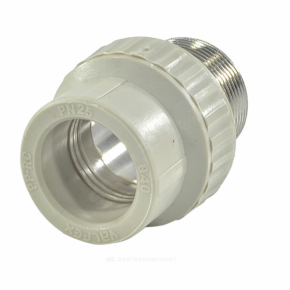 Муфта PP-R комбинированная серая Дн 40х1 1/2" НР под ключ VALFEX 10135240Г