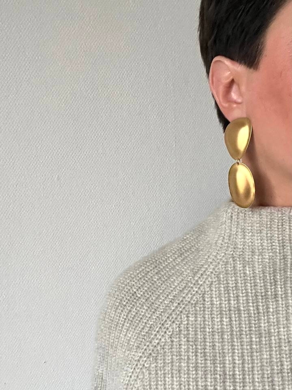 Серьги матовые крупные с подвесками