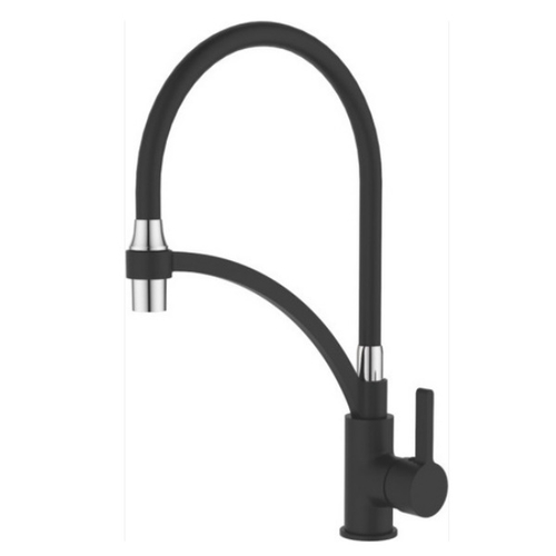 СМЕСИТЕЛЬ ДЛЯ КУХНИ С ГИБКИМ СИЛИКОНОВЫМ ИЗЛИВОМ CASELA 54499B-2 ЛАТУНЬ,ЧЕРНЫЙ