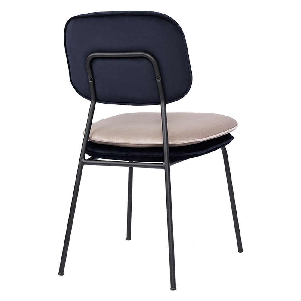 Стул Pea, велюр, темно-синий/бежевый