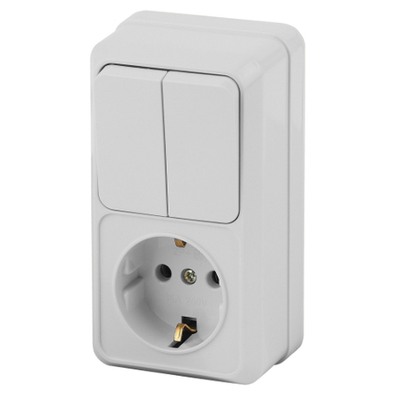 Блок розетка с выключателем Intro Quadro 2-706-01 двойным вертикальный 10-16-А-250В IP20 ОУ белый