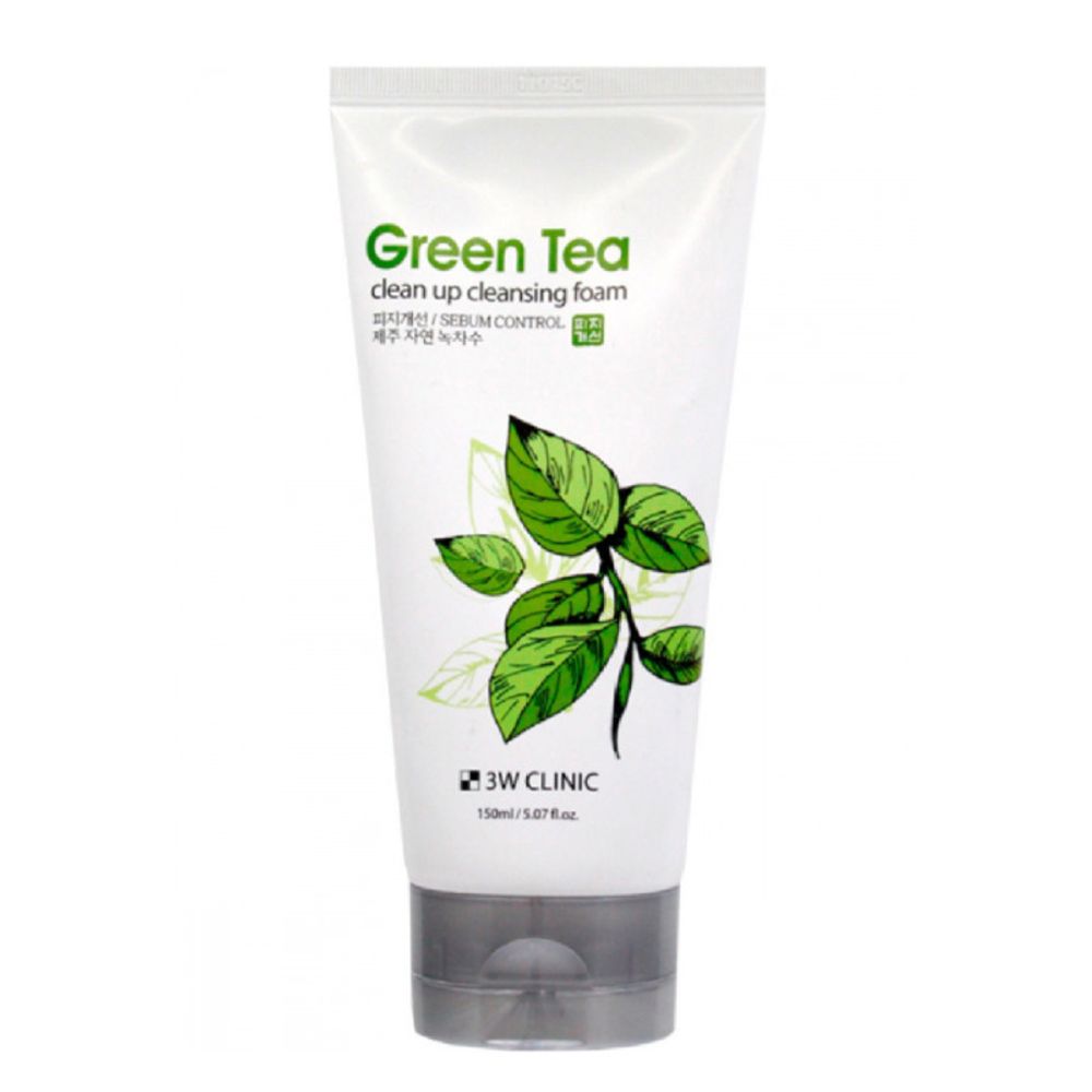 Пенка для умывания 3W Clinic Green Tea Clean Up Cleansing Foam Зеленый чай 150 мл