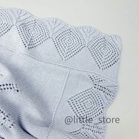 Плед вязаный "Tenderness" Серо-голубой