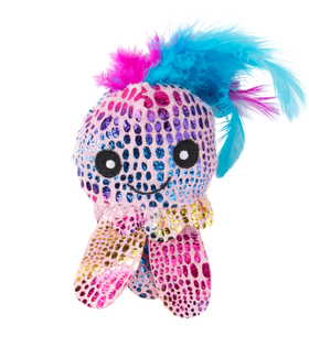 Mr.Kranch Игрушка для кошек Осьминожка плюшевая с кошачьей мятой и перышками 6,5 см розовая (34002)