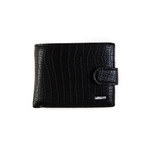 Маленькое компактное миниатюрное недорогое мужское чёрное портмоне 11х8 см из искусственной кожи заводского качества B442-04A в подарочной коробке