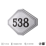 Номерок на дверь квартиры 538, для кабинета, офиса, шильдик 9 х 7 см, серебристый, Айдентика Технолоджи
