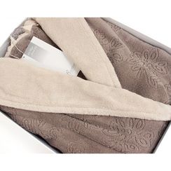 LEAF коричневый махровый женский халат Soft Cotton