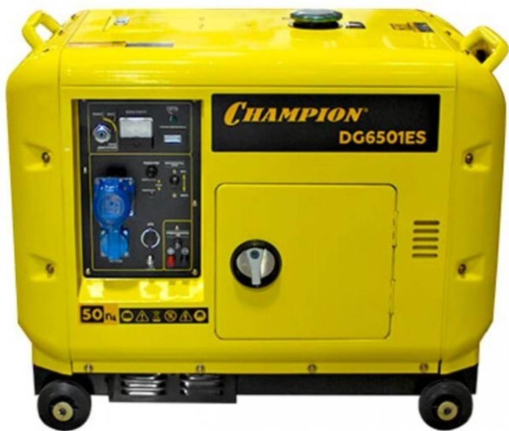 Электростанция дизельная с воздушным охлаждением CHAMPION DG6501ES+ATS в кожухе DG6501ES