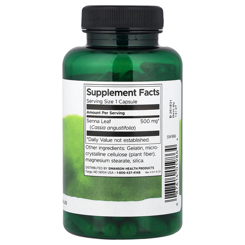 Swanson Vitamins, Лист сенны, 500 мг, 100 капсул