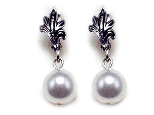 "Жемчужные 14" серьги в серебряном покрытии из коллекции "Жемчужная" от Jenavi  с английским замком