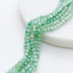 Хризопраз граненый, размер около 3,1-3,2 мм, цена за отрезок 19 см (1/2 нити)