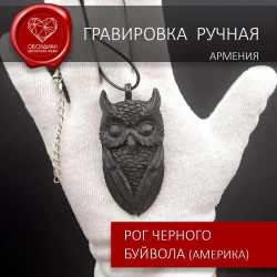 Амулет тотем сова созданный вручную из рога черного буйвола