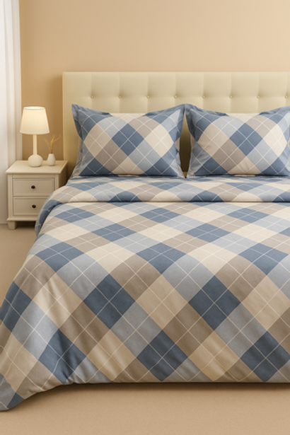 Комплект постельного белья белорусская бязь, хлопок, геометрия, синий