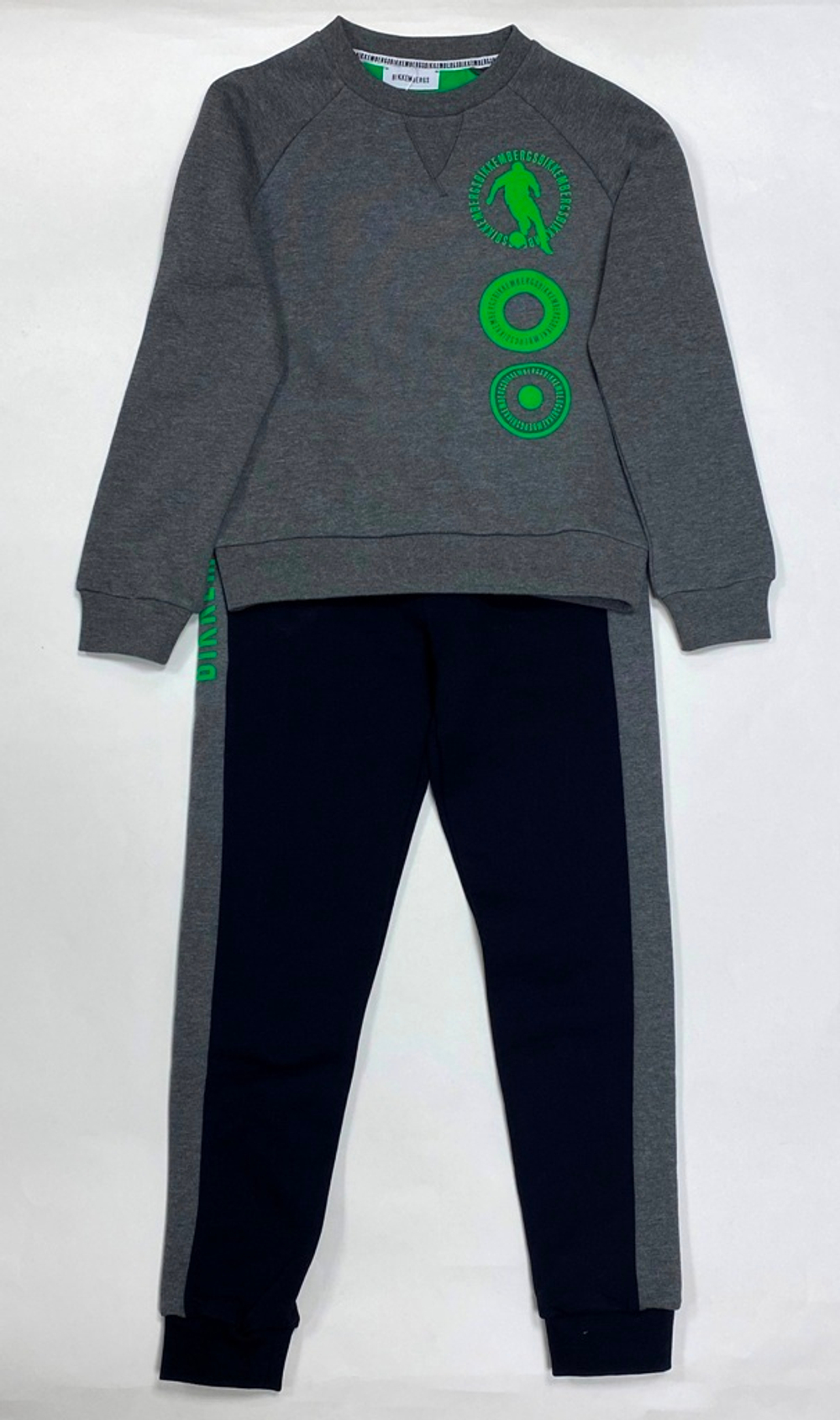 Свитшот + брюки трикотажные BIKKEMBERGS Серый/Черный/Зеленый термопринт (Мальчик)
