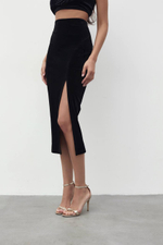 Юбка бархат с разрезом