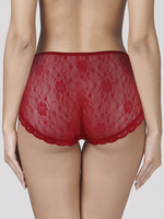 Высокие кружевные трусики-слипы (Размер: XXL) (Цвет: бежевый)