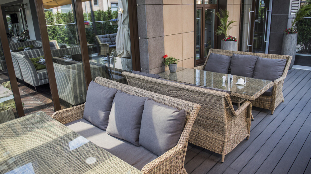 "Гляссе" диван трехместный из искусственного ротанга, цвет соломенный